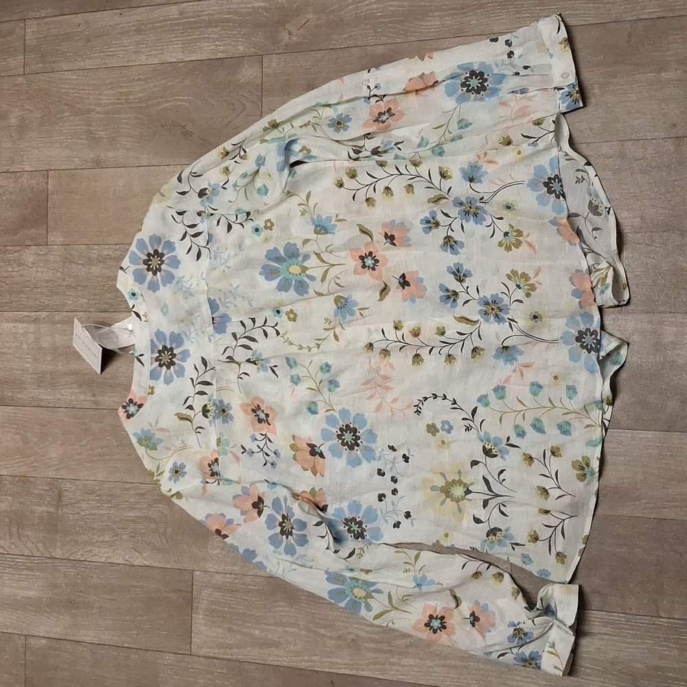 Womens Nwt Zac & Rachel Floral‎ Button Down Pocket Roll Sleeve Shirt - Picture 2 of 8